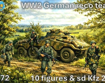 1/72 20mm WW2 German reco team (10 Figures & sd Kfz 234)