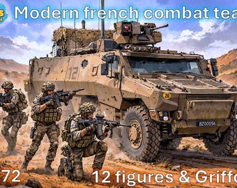 1/72 20mm Modern french combat team & Griffon  (12 Figures)