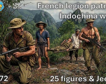 1/72 20mm French legion patrol - Indochina war - 25 figures & jeep