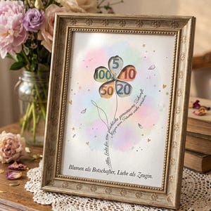 Geldgeschenk Hochzeit Blume / DIY Druckvorlage "Glückliche Zukunft" PDF / Blumen als Botschafter / Poster zum Ausdrucken