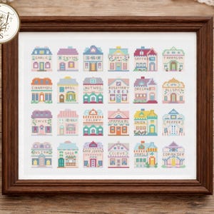 Lenox Spice Cottage Village Inspired Cross Stitch Pattern | 24 Mini Homes Sampler (PDF Download)