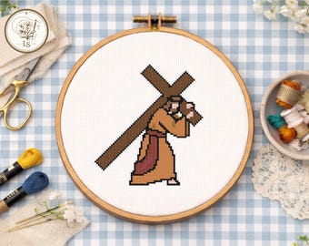Weight of the Cross – Jesus Carrying the Cross Stitch Pattern (PDF)