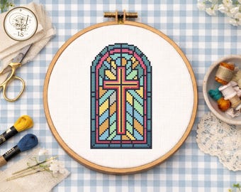 Stained Glass Cross Stitch Pattern – Sacred Light Design (PDF Download)