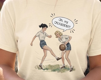 Funny Oh My Ovaries Shirt, Natural Retro Comic Gag Tee