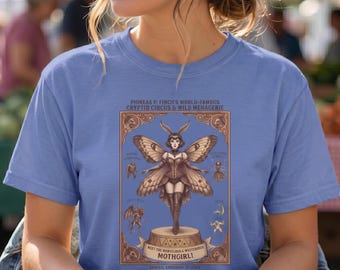 Vintage Cryptids Shirt, Retro Circus Performer Tee, Mothman Cryptozoology Shirt, Weird Girl Goth Animal Top, Myth Lover Gift