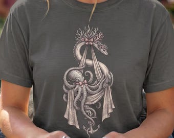 Nessie Cryptid Cryptozoology Shirt Kraken Tentacles Ocean Monster Ironic Graphic Tee Loch Ness Monster Cottagecore Creature Gift