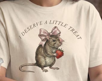 I Deserve A Little Treat Shirt, Funny Rat Graphic Tee, Goblincore Aesthetic, Sarcastic Animal Gift, Cute Strawberry Art, Comfort Colors