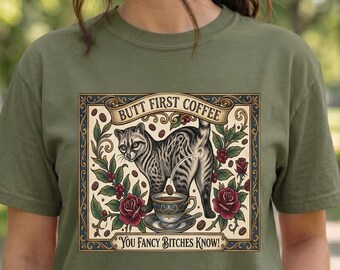 Coffee Bean Lovers Coffee Tattoo Shirt, Roasting Gift, Caffeine Addict Tee, Funny Rose Shirt, Unique Barista Gift, Tattoo Aesthetic