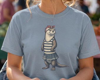 Otter Shirt Sea Otter Funny Otter Shirt Marine Animal Shirt Vintage Animal Shirt 1920s Style Cute Otter Lover Gift Comfort Colors