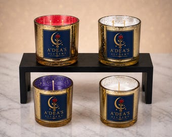 Candela/ Candela di lusso dorata / Profumo di fumi sacri / Candela in miscela di cera d'api e soia / Candela rituale dell'abbondanza / Candela spirituale