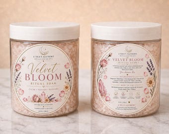 Velvet Bloom Ritual Soak met magnesium, Dode Zeezout en roze Himalayazout, botanische badweek met lepidolietkristal