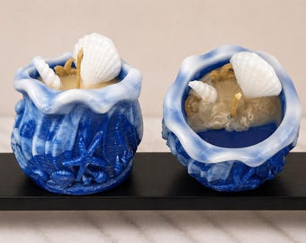 Ocean Wave Beeswax Candle | Coastal Shell Candle | Beach Decor Candle | Seashell Candle | Ocean Inspired Gift | Coastal Candle