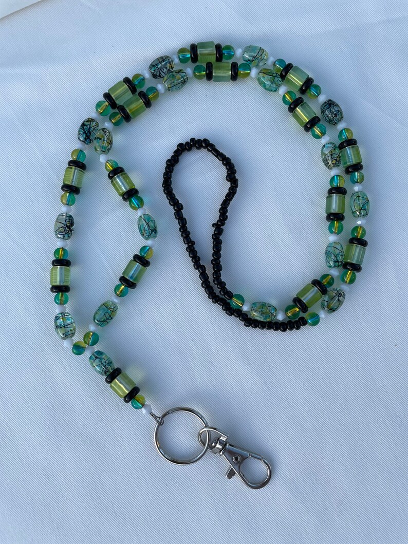 Key/badge Holder Lanyard Turquoise Green Yellow Black and Etsy