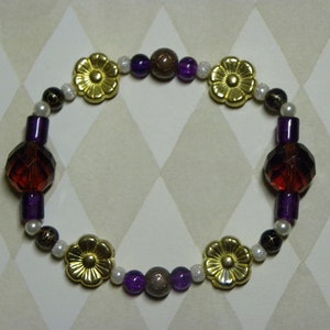 Earrings: Purple, Cream, Gold, and Brown Drop Earrings image 9