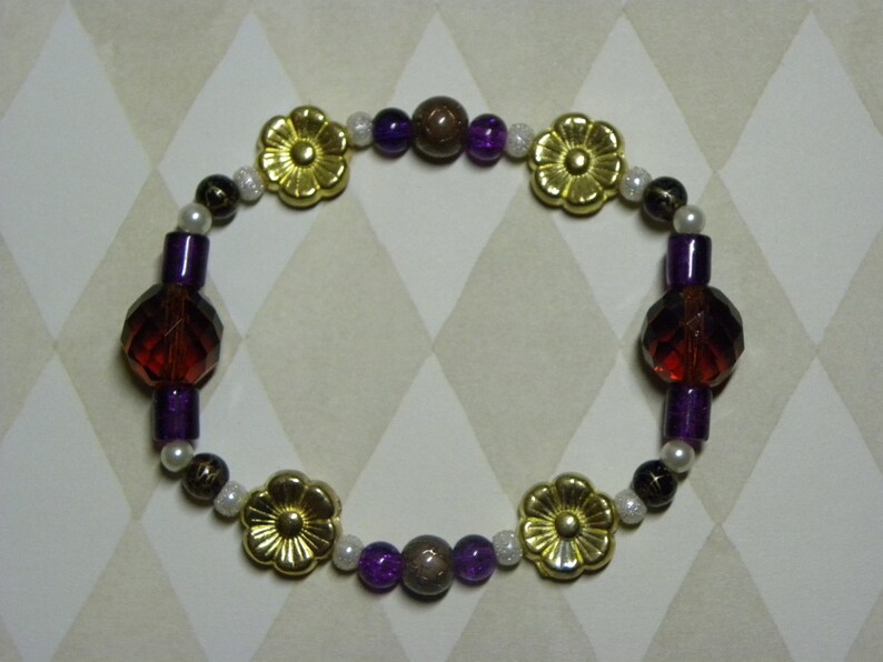 Earrings: Purple, Cream, Gold, and Brown Drop Earrings image 9