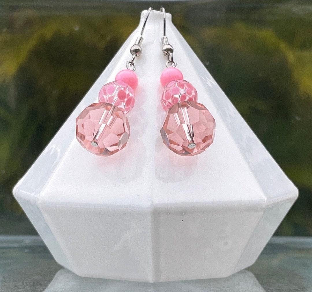 Earrings: Peachy Pink Drop Earrings - Etsy