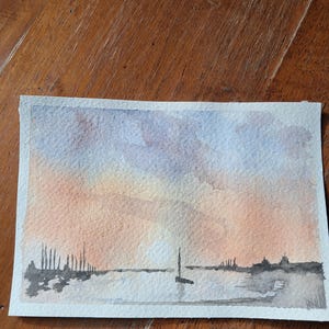 Hand-painted watercolor 12 x 18 cm