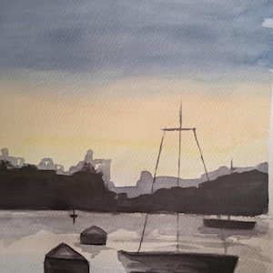 Hand-painted watercolor 29.7 x 42 cm