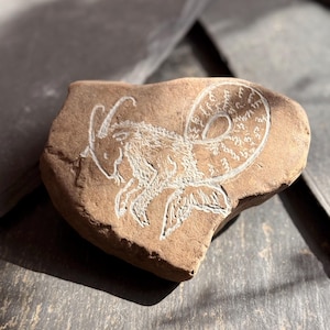 Hand Carved Oregon River Stone Capricorn Sea-Goat Grounding Talisman