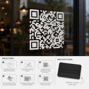 Pegatinas con código QR para tu sitio web, reseñas y mucho más | Incluye espátula e instrucciones de instalación.