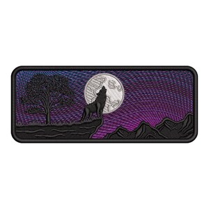 Wolf Moon Landscape – Urban Wolf Embroidery Design – Machine Embroidery File