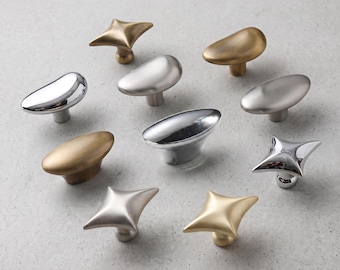 Modern Star Cabinet Knobs and Pebble Drawer Pull Handles Zinc Alloy Furniture Hardware Minimalist Kitchen Wardrobe Door Knobs Set