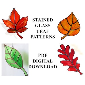 Stained Glass Leaf PATTERNS - Celebrate Autumn With These Four Leaf PATTERNS For Stained Glass: maple, oak, aspen or Cottonwood, Ash