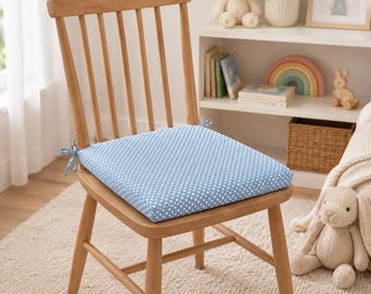 Polka Dot Chair Cushion with Ties, Nursery Room Decor, Square Cushion Seat Pads