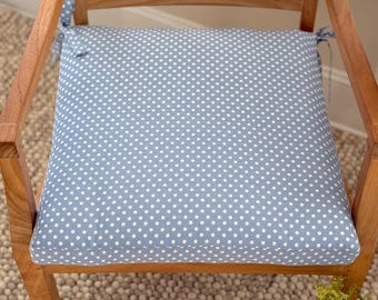 Chair Cushion with Ties, Polka Dot Decor, Cotton Dining Cushion Seat Pad,