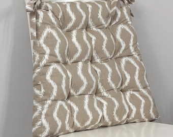 Cotton Dining Chair Cushion with Ties , Organic Trapezoid Seat Pad, New Home Gift