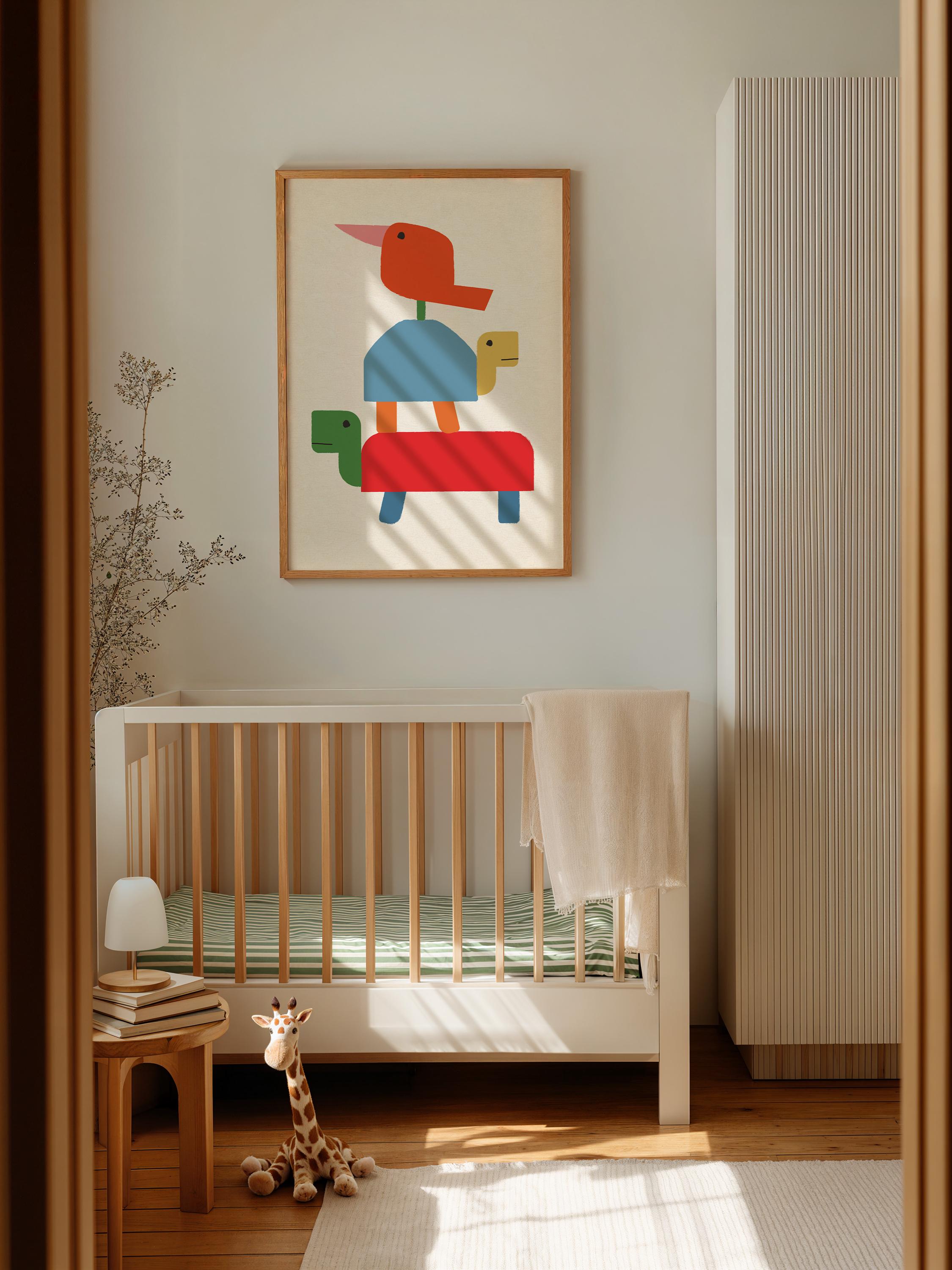 Stacked Turtle Tower Nursery Art Print | Minimalist Nursery Decor ...