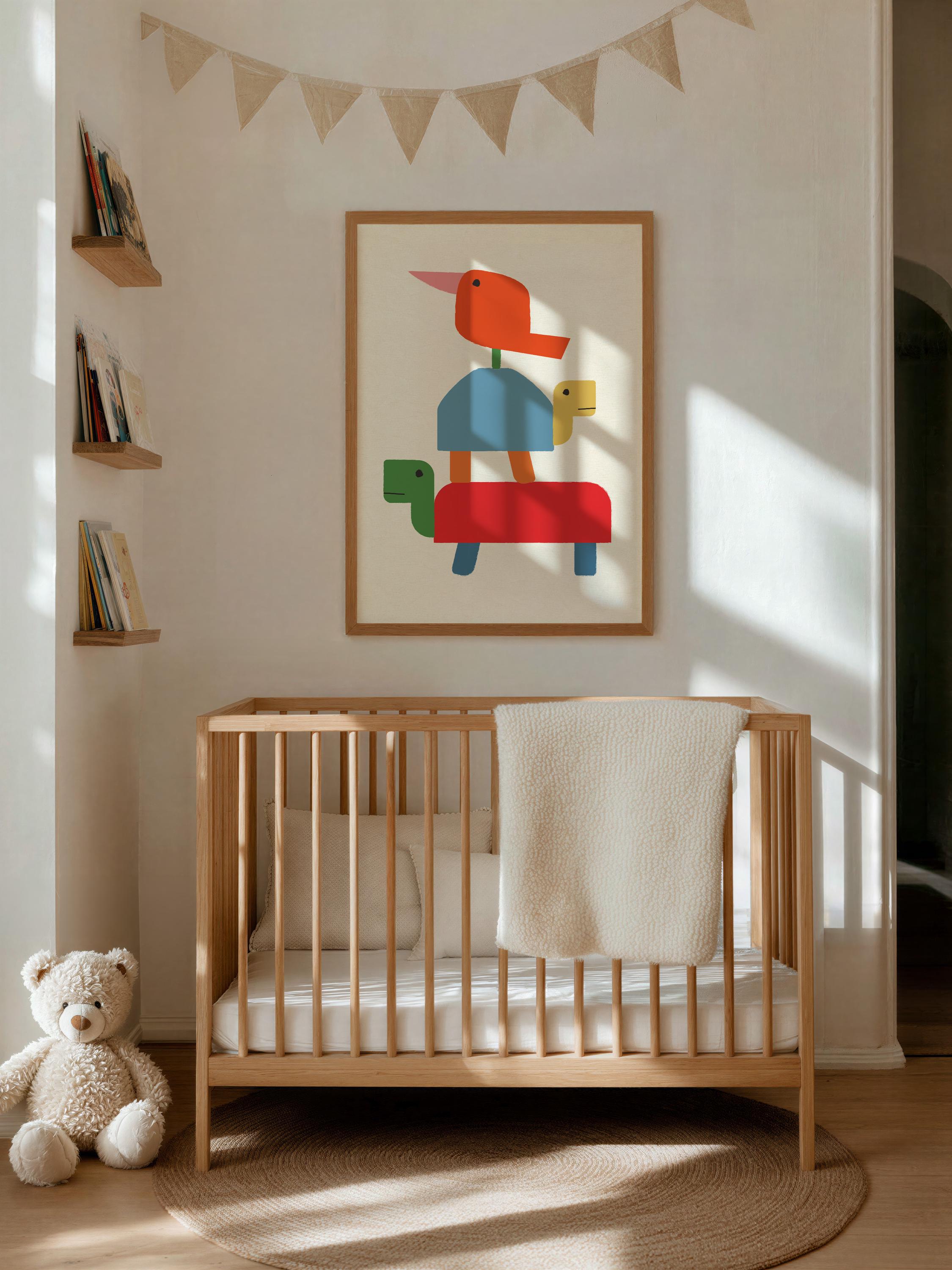 Stacked Turtle Tower Canvas | Minimalist Nursery Art Print | Modern ...