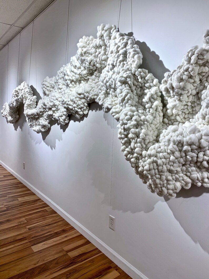 Woven Wall Hanging Fiber Art Installation in White and Etsy