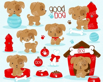 MIGNON CHIOT 1 - ensemble de cliparts numériques, clipart chiot, chien clipart, clipart animaux de compagnie