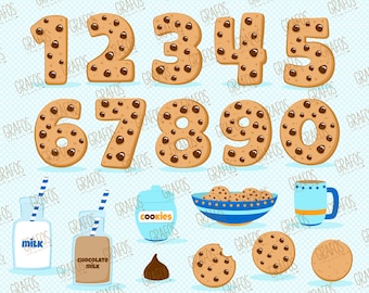 NUMÉROS DE COOKIES - ensemble de cliparts numériques, clipart biscuits, cliparts chiffres