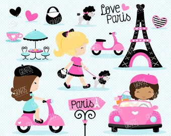 LOVE PARIS - ensemble de cliparts numériques, des cliparts de Paris, des cliparts de la Tour Eiffel.