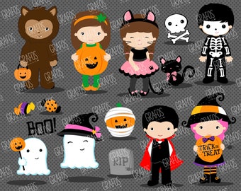 HAPPY HALLOWEEN 1 - Ensemble de cliparts numériques, clipart d’Halloween