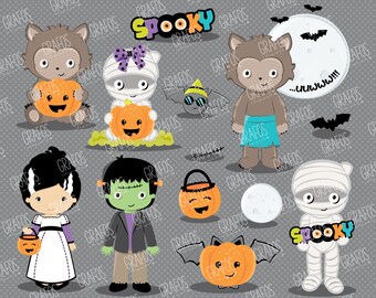 HAPPY HALLOWEEN 1 - ensemble de cliparts numériques, clipart Halloween