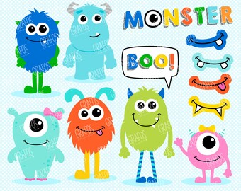 MONSTRES - ensemble de cliparts numériques, clipart monstres, monstres de cabine Photo, accessoires de cabine Photo imprimable