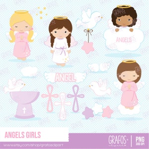 ENGELN MÄDCHEN - Digitalen Clipart Set, Angels Clipart, Taufe Clipart, Kreuz Clipart.