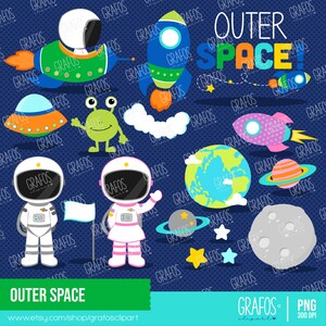 OUTER SPACE - Digital Clipart Set, Space Clipart, Astronauts Clipart, Spaceship cliparts.