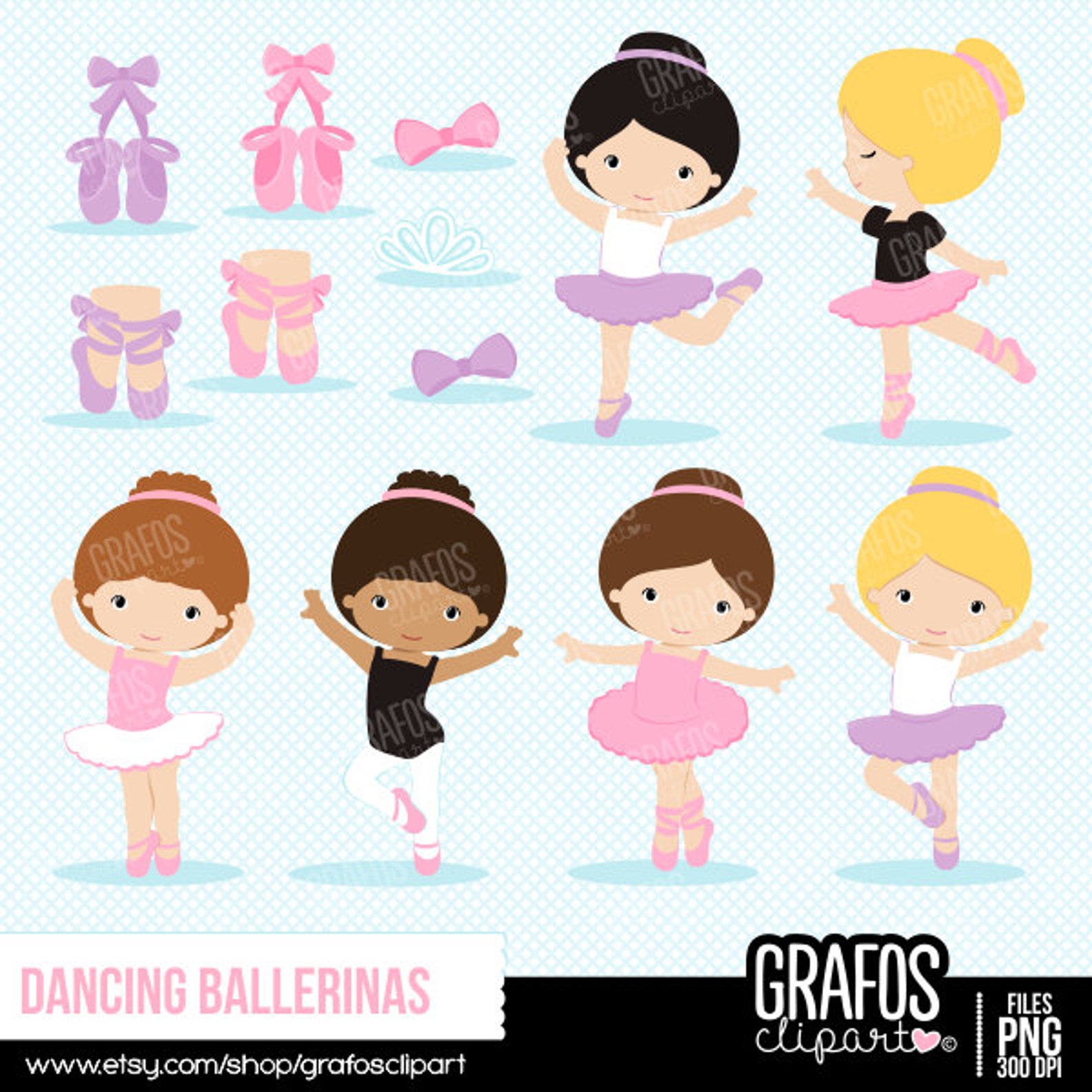 DANCING BALLERINA Digital Clipart Set Ballerina Clipart | Etsy
