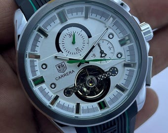Refurbished TAG Heuer Carrera Chronograph Tourbillon Automatic: White Dial, Working Men's Watch