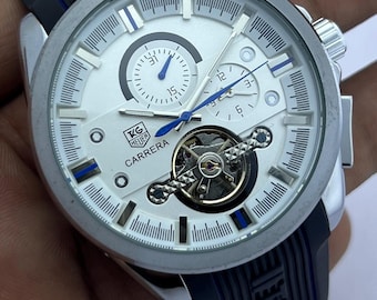 Refurbished TAG Heuer Carrera Chronograph Tourbillon Automatic Watch: White Dial, Men's Working