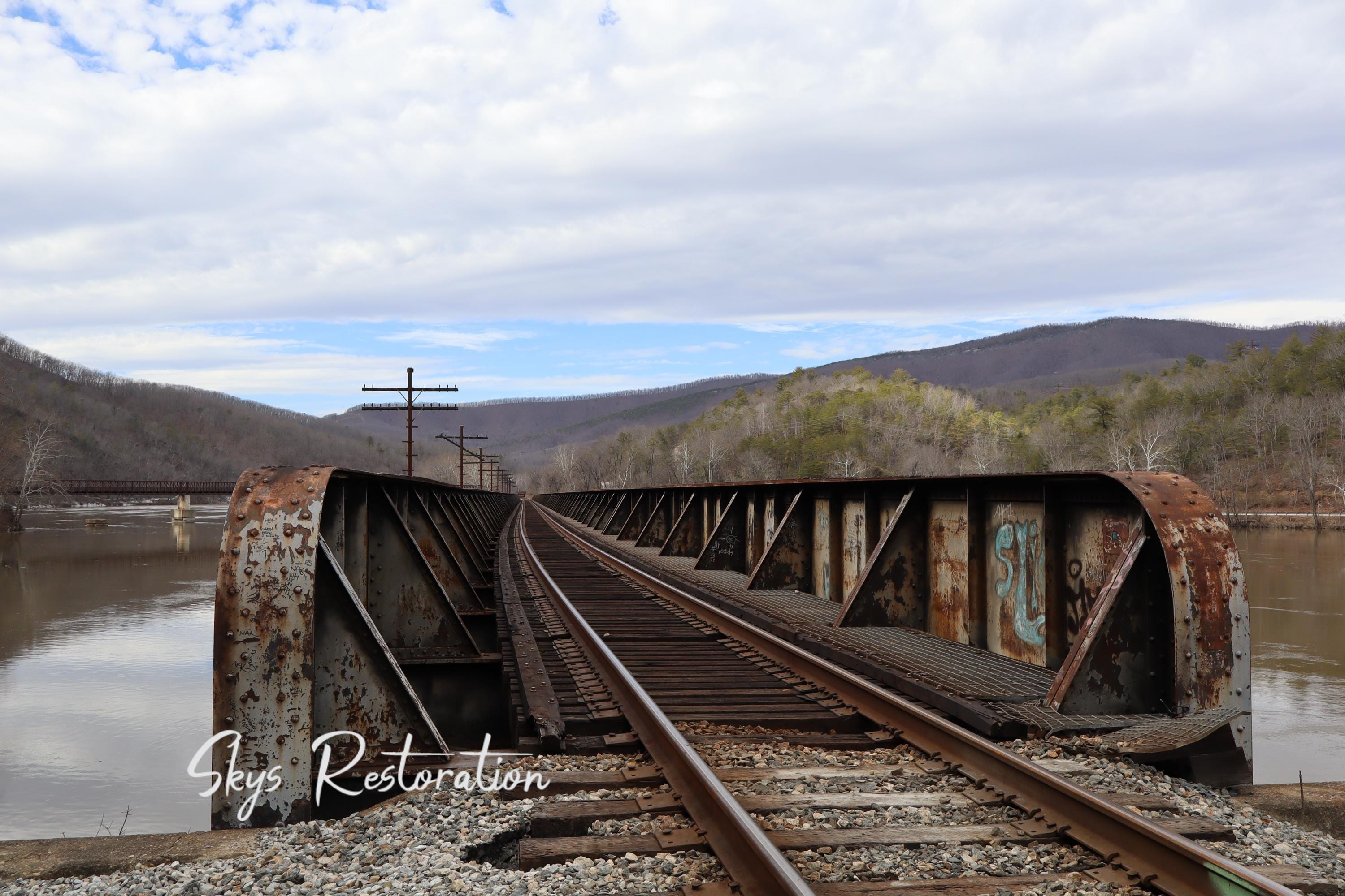 Rusty Train Bridges Rusty Train Bridge Over River – Industrial Railway Trestle Landmark - Etsy