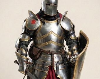 Medieval Barbuta Armor With Brass Accent- Knight Armor Suit - Cosplay & Roleplay Costume