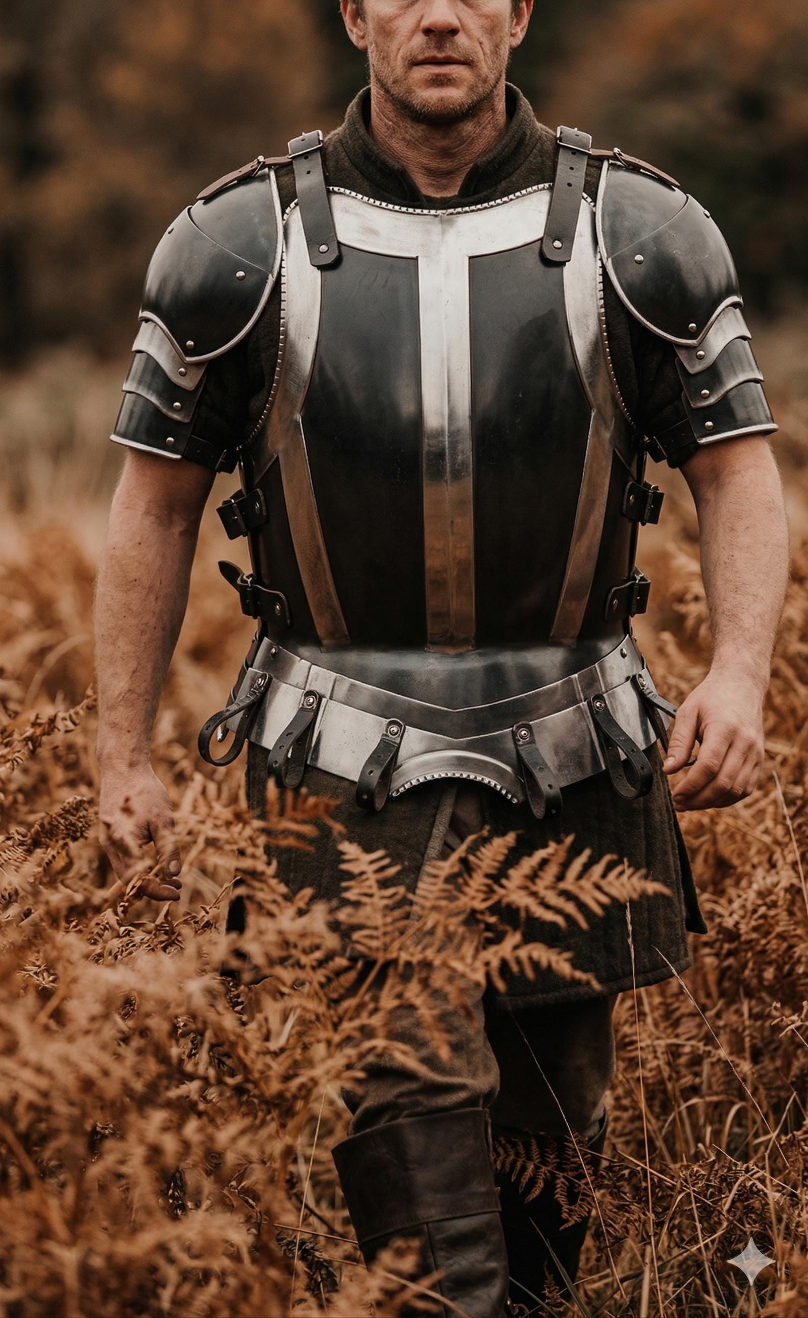 Medieval Knight Armor Set | Blackened Steel Cuirass & Pauldrons | LARP ...