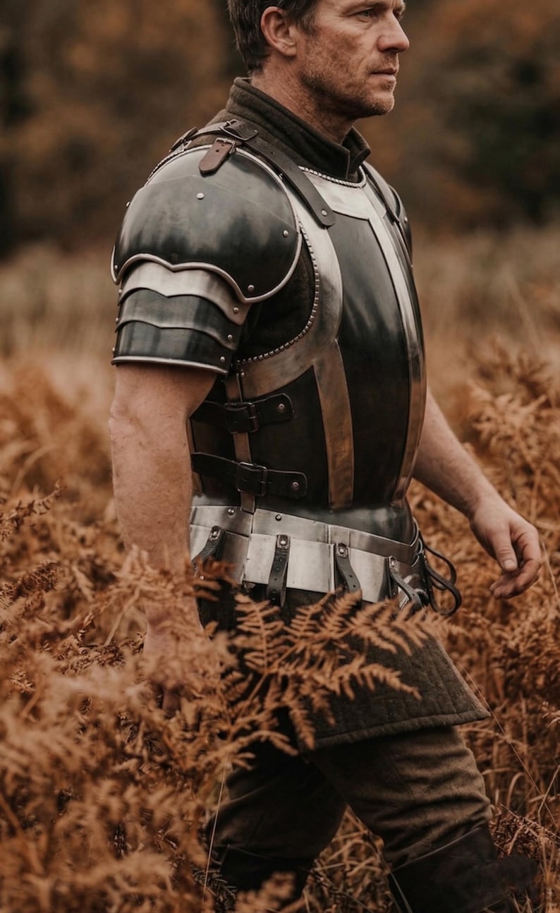 Medieval Knight Armor Set | Blackened Steel Cuirass & Pauldrons | LARP ...