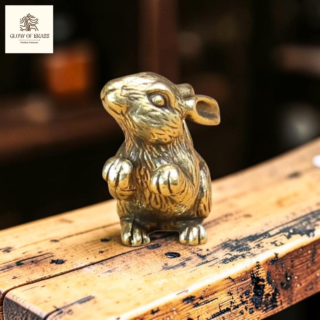 Solid Copper Rabbit Figurine, Vintage Brass Bunny Statue, Zodiac Animal ...