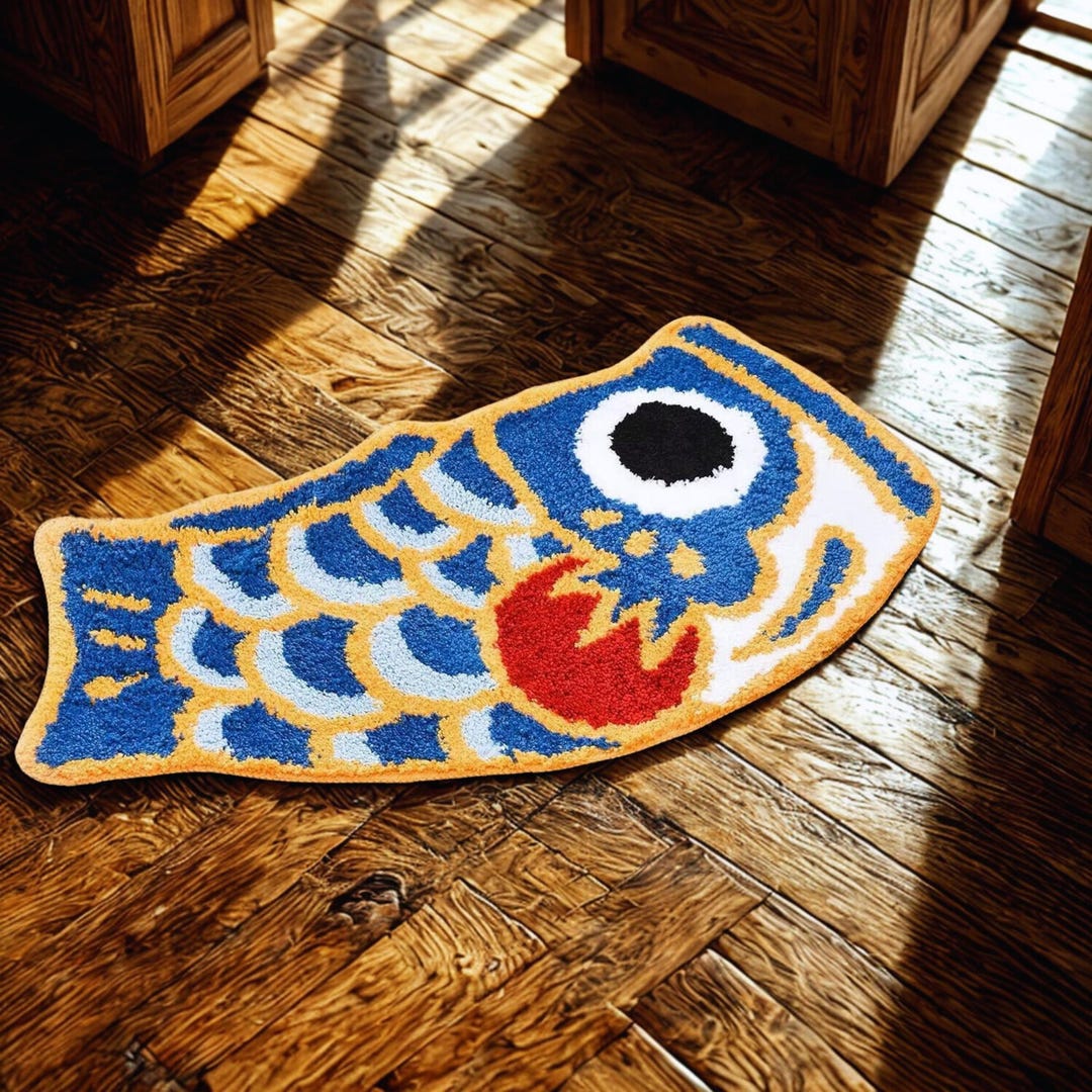 Koi Fish Floor Mat Feng Shui Entryway Rug Non Slip Bathroom Kitchen ...